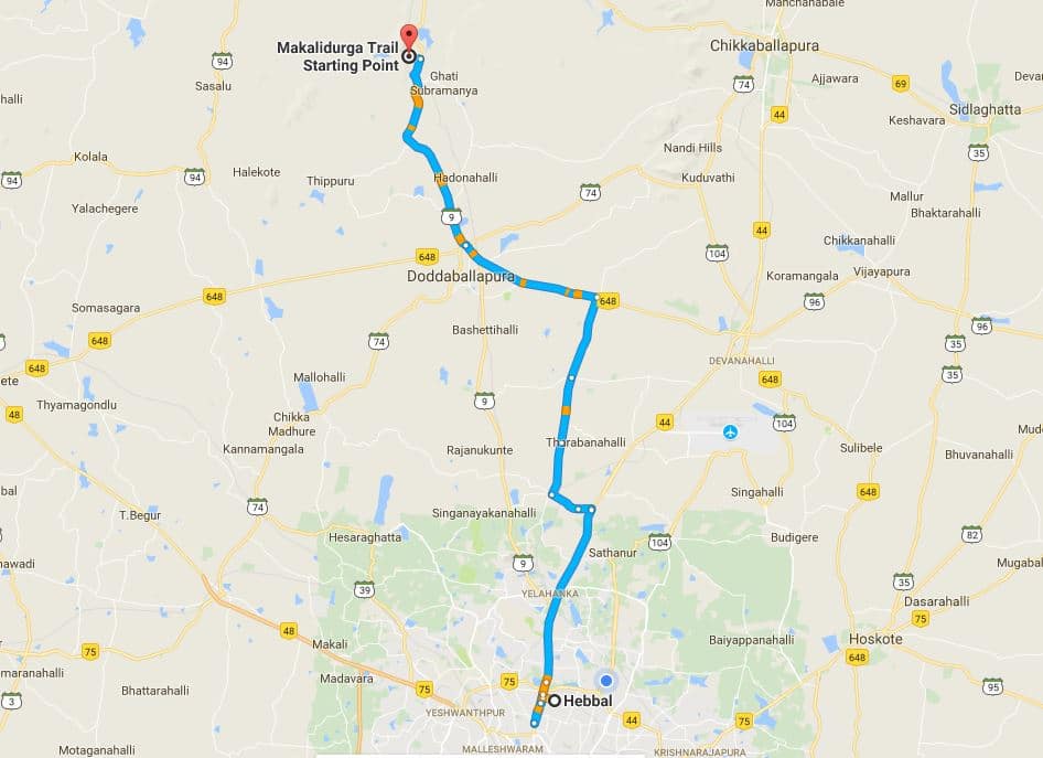 Makalidurga Hills Route